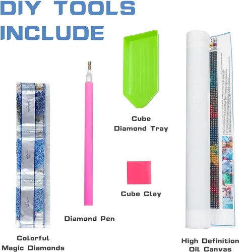 Vista 3 de Diymood - Kit de pintura de diamantes 5D para adultos, pintura de diamante con diamantes, suministros de arte, decoración de pared, 16 x 20 pulgadas