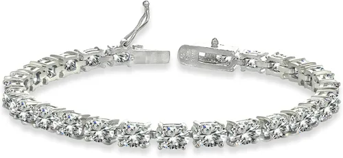 Vista 27 de B. BRILLIANT Pulsera para mujer, pulsera de piedra natal, 0.236 x 0.157 pulgadas, de corte ovalado, auténtica o sintética, pulseras de plata de ley