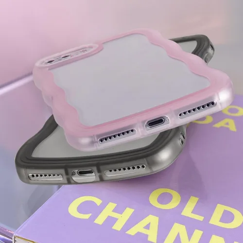 Vista 4 de Funda transparente compatible con iPhone 7 Plus/8 Plus, lindo marco ondulado de color sólido, transparente, de silicona suave, antiarañazos, a