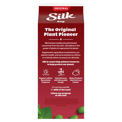 Vista 12 de Silk - Leche de soya, original, sin lácteos, vegana, sin OGM verificada por el «Proyecto Non-GMO», medio galón, 64 fl oz