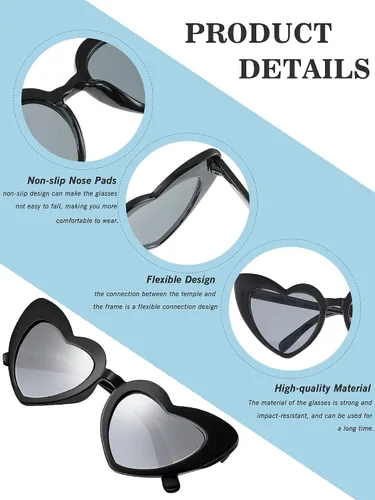 Vista 3 de 10 pares de gafas de sol para dama de honor con forma de corazón para mujer fiesta boda propuesta