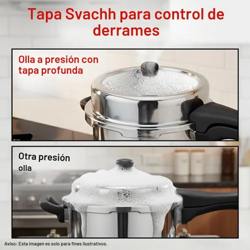 Vista 4 de Prestige Deluxe Alpha Svachh - Olla a presión de acero inoxidable con base Alpha y tapa profunda para control de derrames, (10 litros)