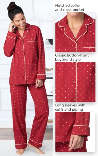 Vista 109 de PajamaGram Conjunto de pijama para mujer – Pijama para mujer, jersey novio, 100% algodón