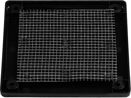 Vista 9 de Paquete de 2 cubiertas cuadradas de ventilación de aire de 4" x 4" (tamaño exterior) - Deflector de ventilación de plástico negro - Malla
