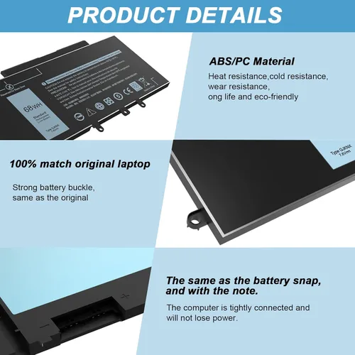 Vista 4 de BND GJKNX - Batería de repuesto para Dell Latitude 5480 5580 5280 5288 5488 5590 5591 5490 5491 5495 E5480 E5580 E5490 E5590 Precision 15 3520 3