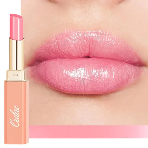 Vista 14 de Oulac Lápiz Labial Rosa Hidratante con Brillo - Lápiz Labial Hidratante Bálsamo Labial Tintado Brillante, Acabado Brillante Transparente Jugoso