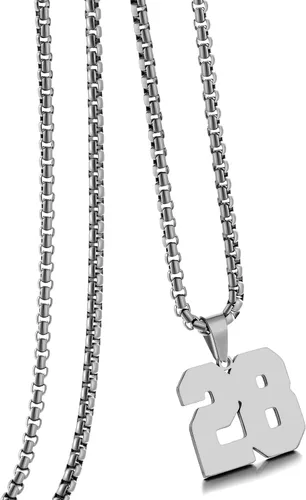 Vista 20 de Collar de Número Dorado para Hombre, Cadena de Acero Inoxidable con Colgante de Número para Atletas, Joyería Deportiva Personalizada para Niños