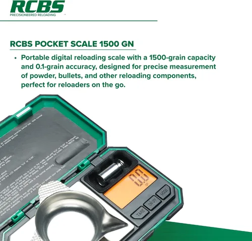 Vista 3 de RCBS Balanza de Bolsillo de 1500 Granos_98914, Verde