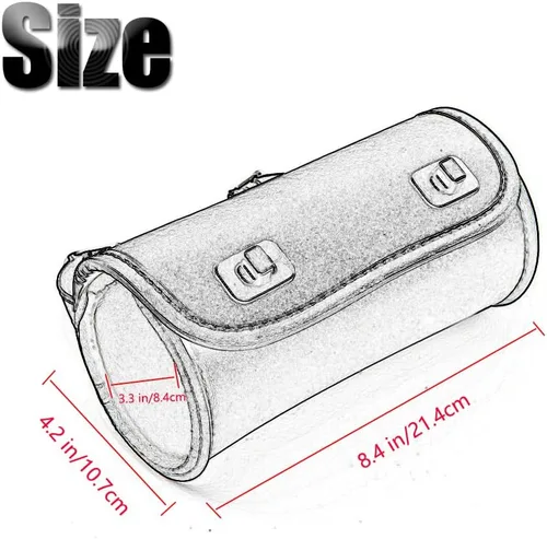 Vista 3 de kucehiup Bolsa para manillar de motocicleta, bolsa universal enrollable de herramientas de piel sintética (negro)