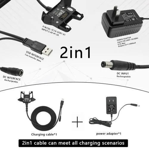 Vista 3 de LANADO Cable de carga USB con adaptador para Zebra Symbol TC70 TC75 PDA cargador de computadora portátil Set reemplaza CBL-TC7X-USB1-01 para escáner