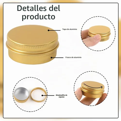 Vista 3 de 30 unidades de latas de aluminio de 0.5 oz envases vacíos de bálsamo Dorado
