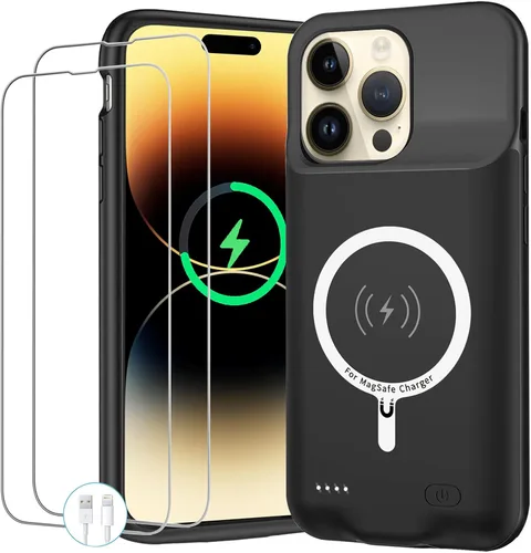 Vista 10 de Funda de batería para iPhone 14, 10000 mAh, funda protectora de carga portátil, compatible con carga inalámbrica, compatible con iPhone 14