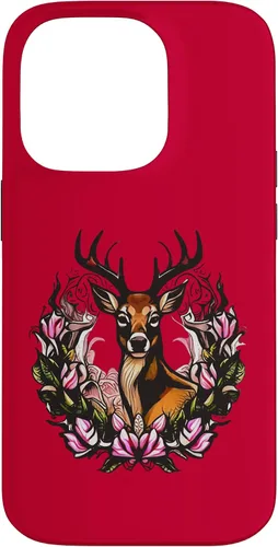 Vista 16 de Arkansas Deer with Antlers and Apple Blossom Tattoo Art Case for iPhone 17