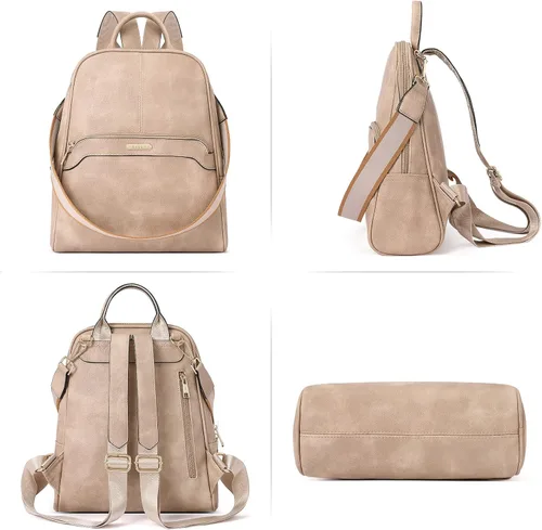 Vista 6 de CLUCI Mochila para mujer, mochila de viaje, de cuero, convertible, de diseño, bolsas de hombro