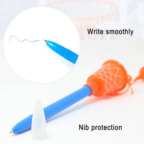 Vista 3 de KRIZJUES 10 bolígrafos de aro de baloncesto, suministros escolares kawaii, bonitos bolígrafos de tinta de gel de dibujos animados, bolígrafos