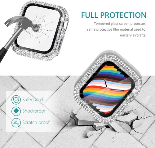 Vista 247 de Surace Bling - Carcasa con protector de pantalla para Apple Watch Series 3, 2, 1 de 1.496 pulgadas