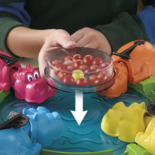 Vista 5 de Hasbro Gaming Juego de hipopótamos hambrientos hambrientos para preescolares Relanzamiento instantáneo de mármol, fácil instalación