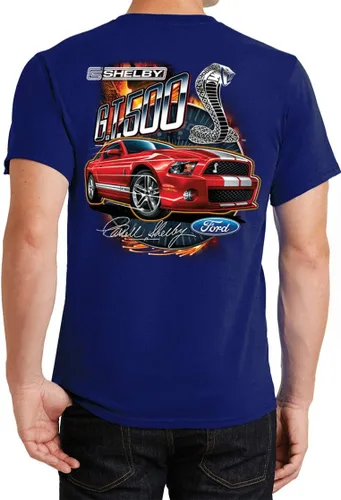 Vista 4 de Ford Mustang Camiseta Rojo Shelby GT500 Delantero y Atrás Negro
