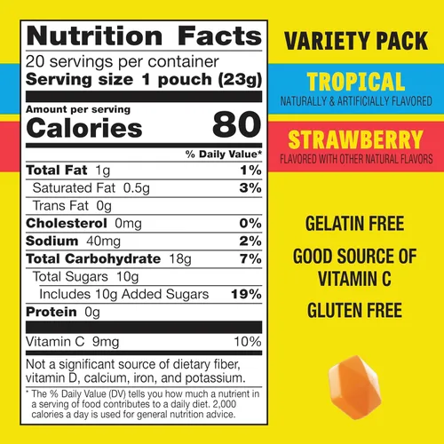 Vista 2 de Gushers - Aperitivos con sabor a frutas, paquete variado, fresa y tropical, 20