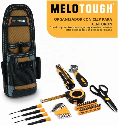 Vista 4 de MELOTOUGH Pequeña bolsa de herramientas eléctrica con clip en bolsa de herramientas, bolsa de cinturón de herramientas con funda para cinturón, mini