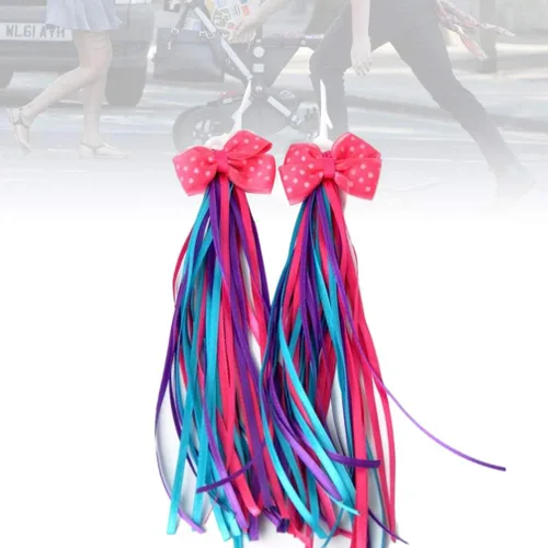 Vista 9 de SEWACC 1 par de serpentinas de bicicleta coloridos empuñaduras de manillar de bicicleta cintas de borla arco iris serpentinas de bicicleta Scooter