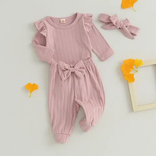 Vista 3 de TheFound Ropa de primavera para bebé recién nacida, traje de San Valentín, manga larga, estampado de corazón, sudadera con pantalones
