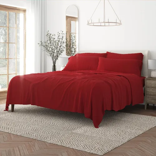 Vista 31 de Merit Linens Juego de sábanas de microfibra sólida ultra suave con fundas de almohada adicionales, tamaño individual, aguamarina