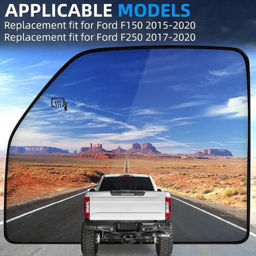 Vista 6 de Repuesto del Espejo Lateral del Conductor para Ford F150 2015 2016 2017 2018 2019 2020, F250 F350 F450 F550 2017 2018 2019 2020 - Vidrio Superior