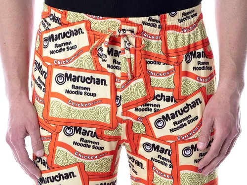 Vista 3 de Maruchan - Pantalones de pijama para hombre con sabor a pollo y fideos ramen