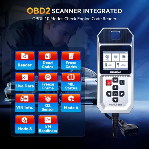 Vista 8 de THINKTPMS VENU90 TPMS OBD2 Herramienta de diagnóstico, activar/leer/aprender servidor TPMS, programación de sensores THINKCAR/MUCAR (315/433MHz),