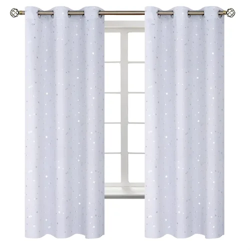 Vista 46 de BGment Cortinas opacas para dormitorio infantil, con aislamiento térmico, con ojales, estampado de estrellas plateadas, cortinas para oscurecer