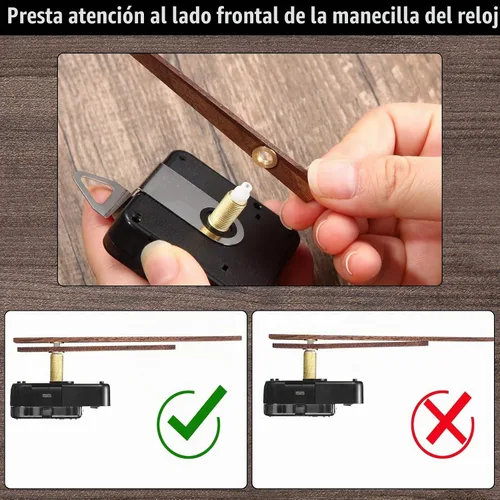 Vista 5 de Mudder Kit de repuesto de mecanismo de reloj de cuarzo de 4 piezas con 4 tipos de manecillas de reloj de madera de nogal para piezas de reparación