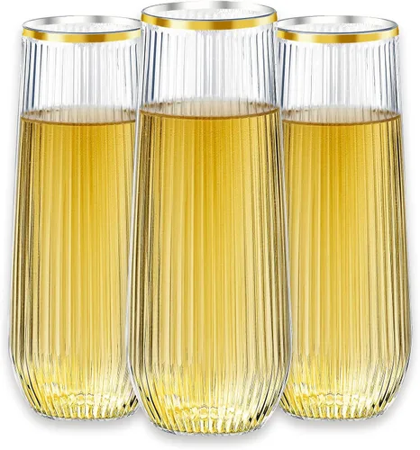 Vista 7 de Paquete de 48 copas de champán de plástico, desechables irrompibles de 9 onzas, vasos de cóctel transparentes inastillables, ideales para fiestas