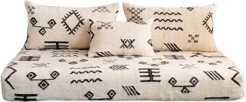 Vista 16 de arabicsofa Sofás de Suelo Coloridos de Estilo Marroquí – Cojines de Suelo Modulares Hechos a Mano (Beige 16, Sofá de Suelo de 4 pies)