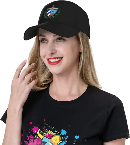 Vista 7 de Gorra de béisbol con escudo cubano para hombre y mujer, ajustable, clásica, color negro