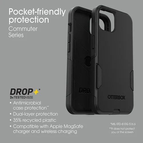 Vista 7 de OtterBox Commuter Series - Funda para iPhone 13 (solamente), embalaje no minorista, color negro