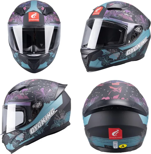 Vista 7 de Casco de motocicleta de cara completa, aprobado por DOT, casco de bicicleta de calle para adultos, hombres y mujeres, carcasa de ABS con visera