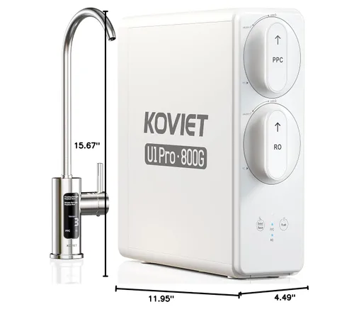 Vista 10 de KOVIET Sistema de ósmosis inversa U1 Pro, filtro de agua de ósmosis inversa sin tanque de 800GPD, sistema de filtración de agua RO de 10 etapas