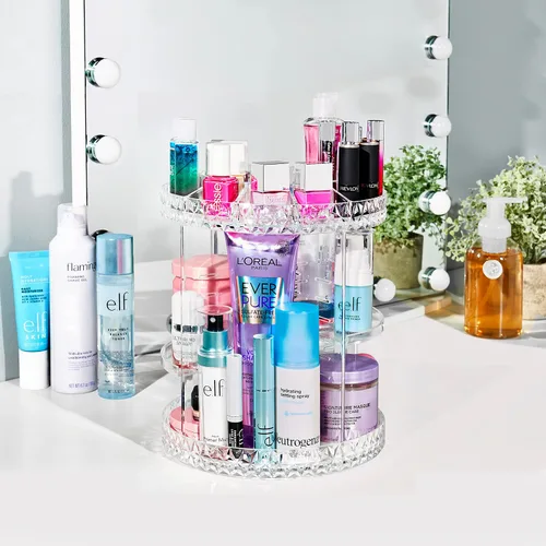 Vista 3 de Sorbus Organizador de maquillaje giratorio de 360º, organizador de cosméticos giratorios, estantes ajustables para maquillaje, perfumes y artículos
