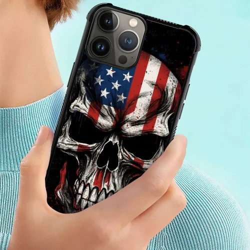 Vista 62 de Funda compatible con iPhone 8, a prueba de golpes, antiarañazos, bandera de ciervos de cola blanca de grano de madera estadounidense