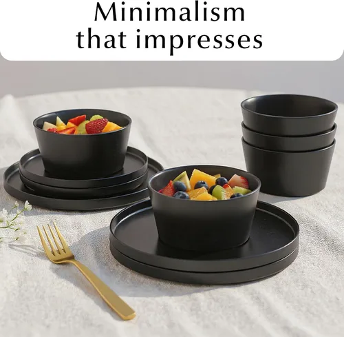 Vista 2 de MIAMIO Juego de cuencos de cerámica / Juego de cuencos de 25 onzas para 4 personas, cereales, ramen, sopa y ensaladera - Apto para lavavajillas