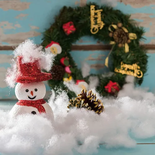 Vista 6 de Decoración de Nieve Falsa de Navidad, Nieve Artificial de Fibra de Algodón Esponjosa para Decoración de Interiores, Mantas de Nieve Resistentes a