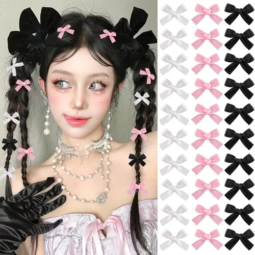 Vista 13 de Mini lazos para el cabello para mujeres y niñas, lindos clips para el cabello pequeños tipo cocodrilo de cola larga, accesorios de cinta