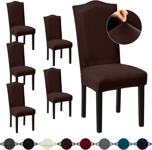 Vista 70 de Sufdari Juego de 4 fundas para sillas de comedor, color beige, antideslizantes, de elastano, elásticas, para comedor, hotel (Grande)
