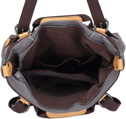 Vista 6 de Bolsos de lona para mujer, estilo casual, vintage, bolso de hombro