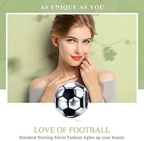 Vista 4 de Abalorios de fútbol de plata de ley 925 para pulsera Pandora, Plata esterlina