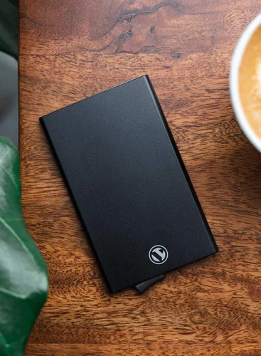Vista 11 de VULKIT Cartera desplegable, soporte minimalista para tarjetas de crédito, bloqueo RFID, funda de metal delgada para hombres
