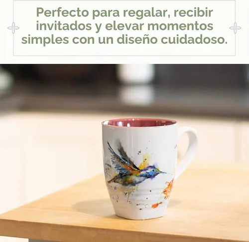 Vista 4 de Dean Crouser colección de taza de porcelana con diseño de acuarelas, 16 onzas, Hummingbird