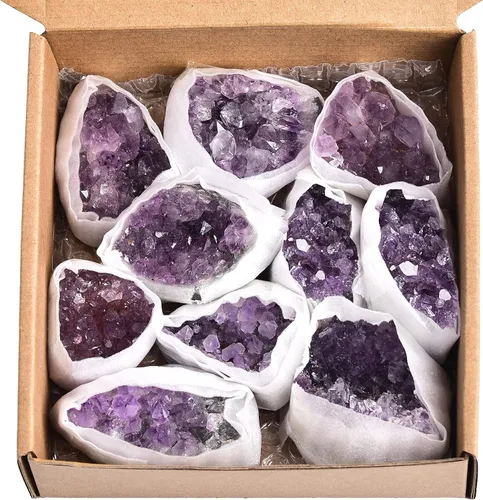 Vista 10 de JIC Gem Cúmulos de Amatista Naturales, Roca de Geoda de Amatista en Bruto, Cristales Curativos de Amatista, Cúmulo de Piedras Preciosas para Brujería