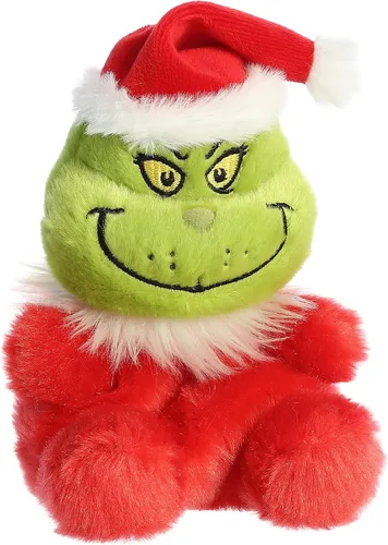Vista 2 de Aurora® Whimsical Dr. Seuss™ Santa Grinch Palm Pals™ Animal de Peluche - Peluche Oficialmente Licenciado para Juego Imaginativo - Perfecto
